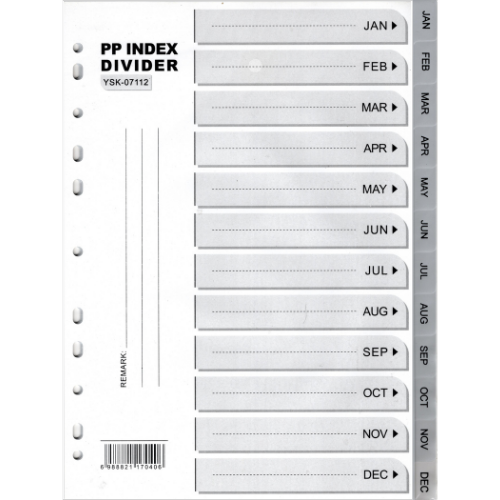YIJIAN PP Index Divider A4 Jan-Dec