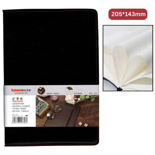 BOWEN Single Lined Notebook A5 80's 80g 205*143mm 3025 Black