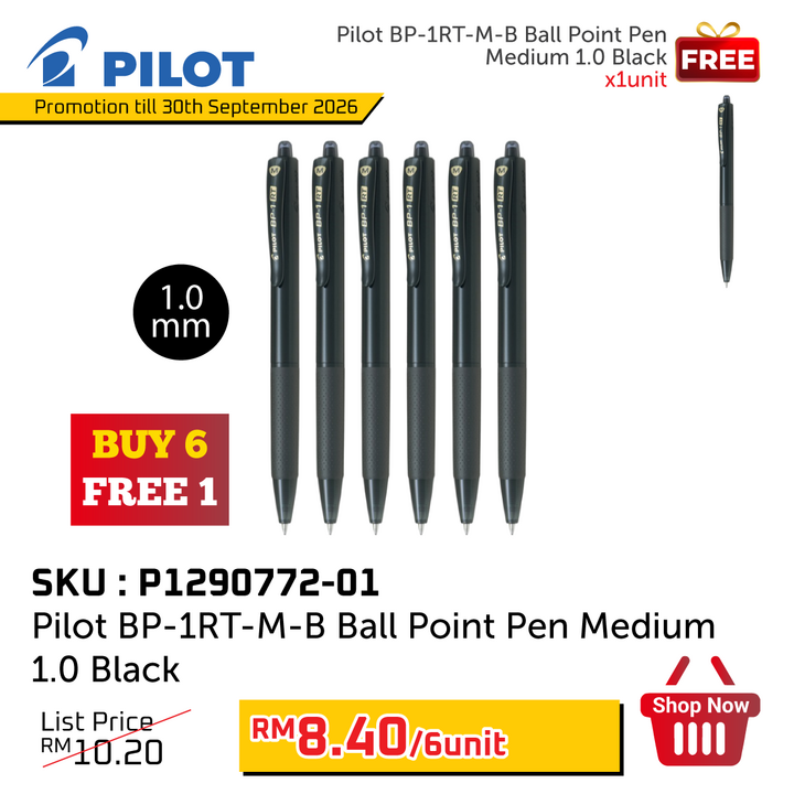 Promo@Pilot BP-1RT-M Ball Point Pen Medium 1.0