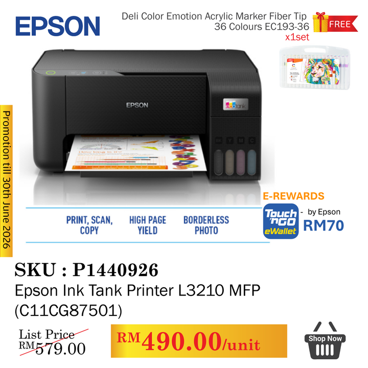 Promo@Epson Ink Tank Printer L3210 MFP (C11CG87501)