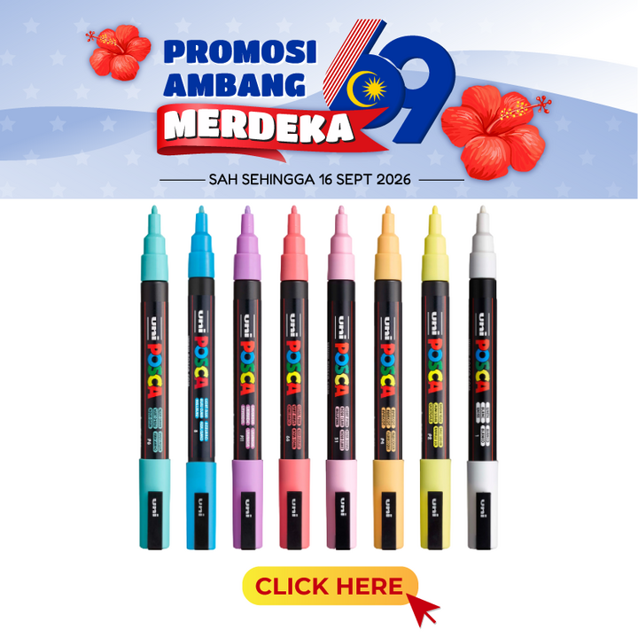 Merdeka@Uni Posca Water Marker Fine 0.9-1.3mm (PC 3M S-8C) - 8 Soft Colour Set