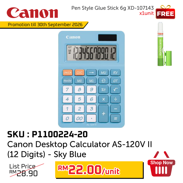 Promo@Canon Desktop Calculator AS-120V II (12 Digits)