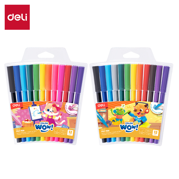Deli Color Wow! Felt Pen EC165-12 12 colours