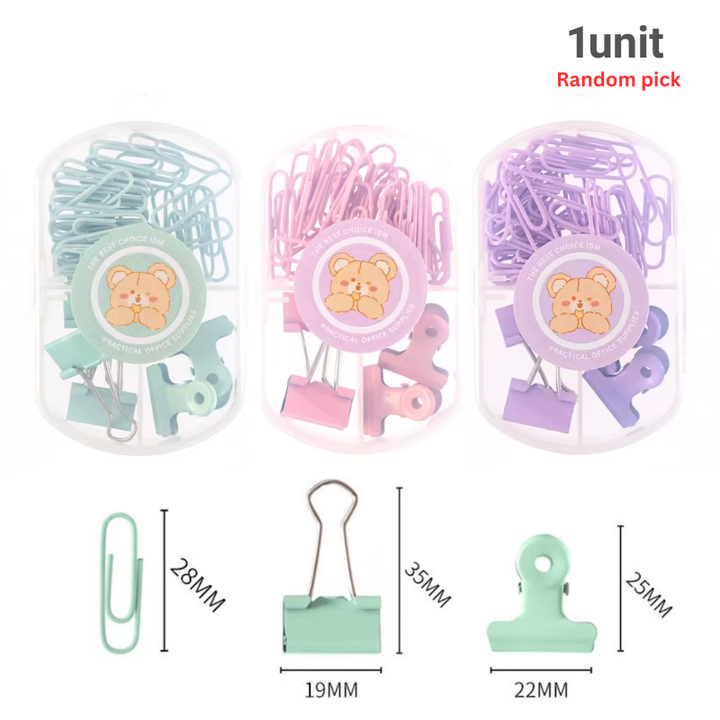 Paper & Binder Clip Set Macaron Colour