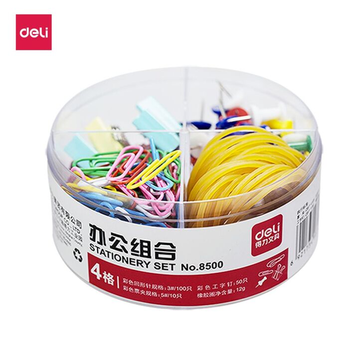 Office Stationery Set (push pin+rubber band+gem clip+double sided clip)