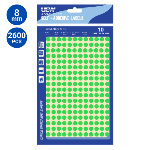 UEW Label sticker 8mm 10's Colour
