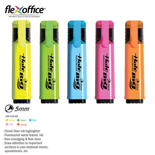 Flexoffice Halo BigSuper Flourescent Highlighter FO-HL02 - 5's/pkt