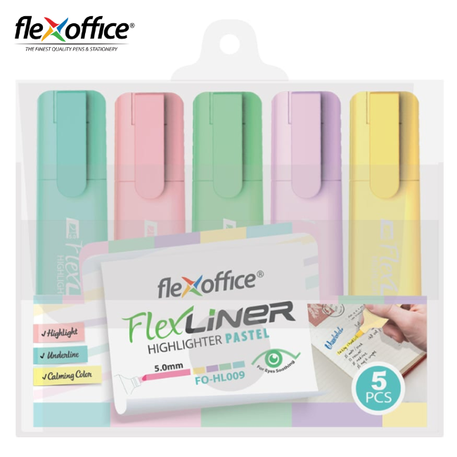Flexoffice FlexLiner Highlighter Pastel FO-HL009 - 5's/pkt