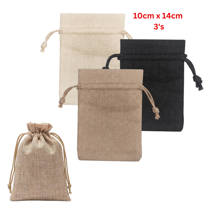 UEW Linen Drawstring Gift Bag 3's