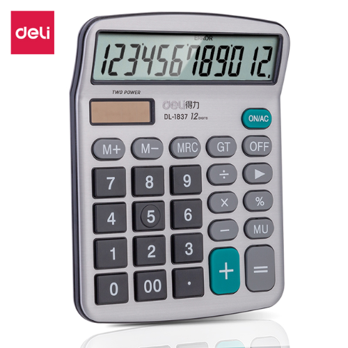 Deli Desktop Calculator Metal 12 Digits Silver