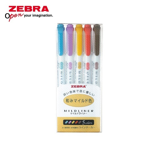 Zebra Mildliner Twin Head Highlighter (1.0-1.4mm) 5's/set