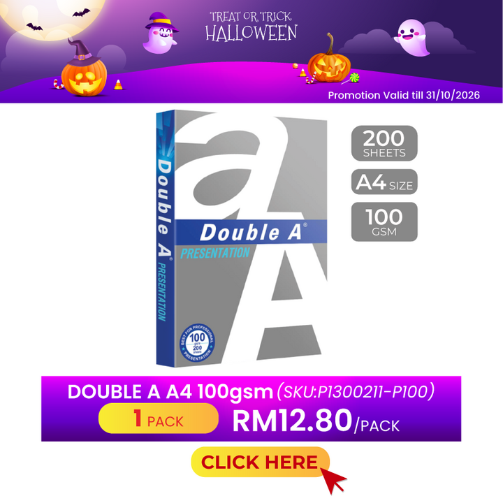 Promo@Double A 100gsm A4 200pcs