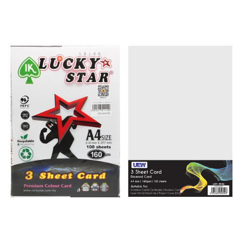 UEW 3 Sheet Diamond Card A4 160gsm 100's