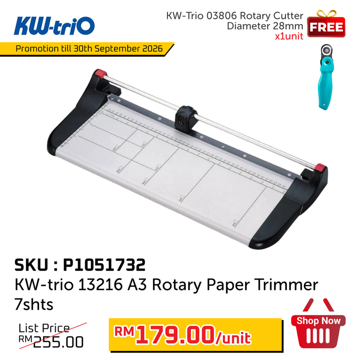 Promo@KW-trio 13216 A3 Rotary Paper Trimmer 7shts