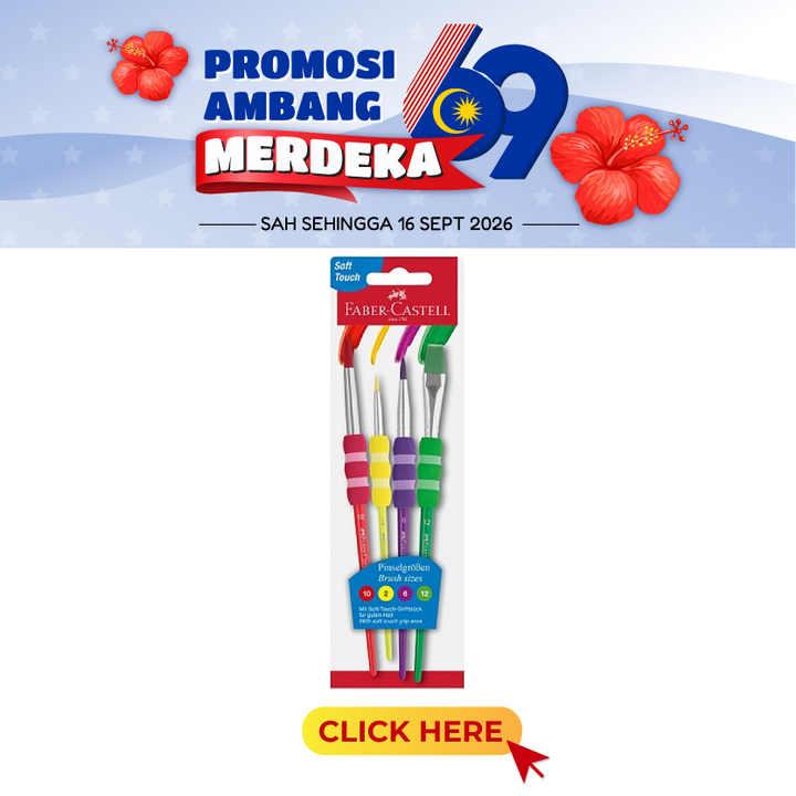 "Merdeka@Faber-Castell Soft Touch Grip Brush Size:2,6,10,12 Basic (481600)"