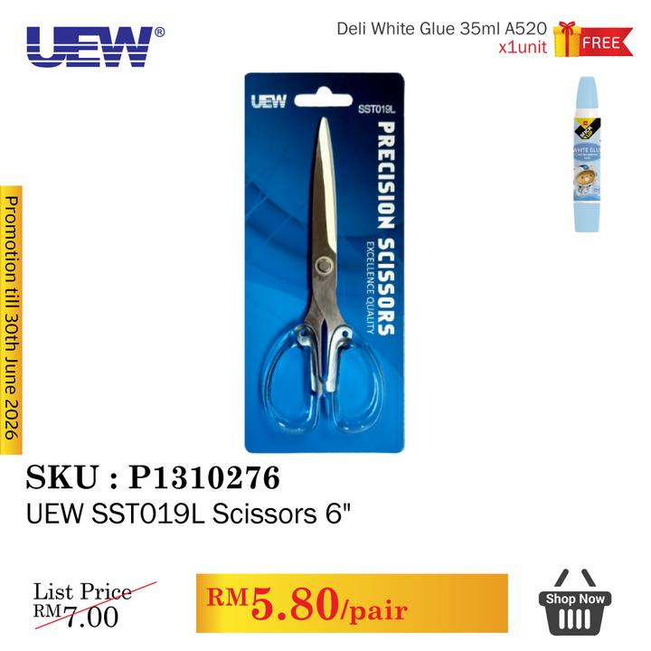 Promo@UEW SST019L Scissors 6''