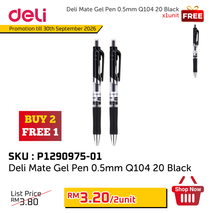 Promo@Deli Mate Gel Pen 0.5mm Q104