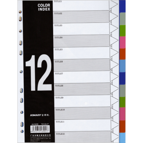 KINARY PP Index Divider A4 12 Colour