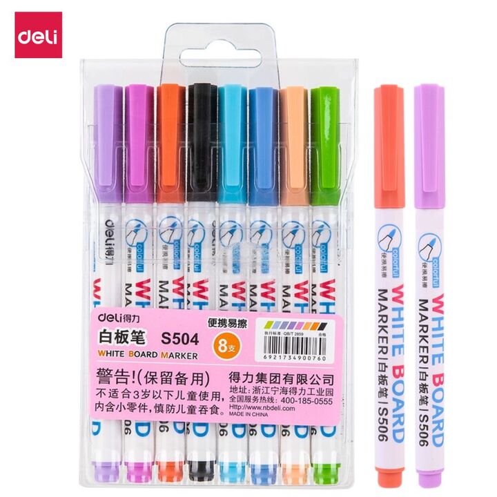 Deli White Board Pen 1mm 8 Colours