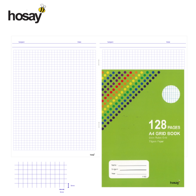 Hosay Grid Book A4 128pgs (5mm Square)
