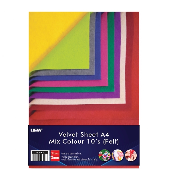 UEW Velvet Sheet A4 Mix Colour (Felt)