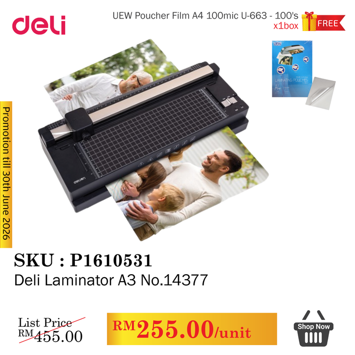 Promo@Deli Laminator A3 No.14377