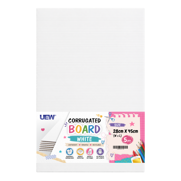 UEW Corrugated Board 28cm x 46cm x 5pcs White