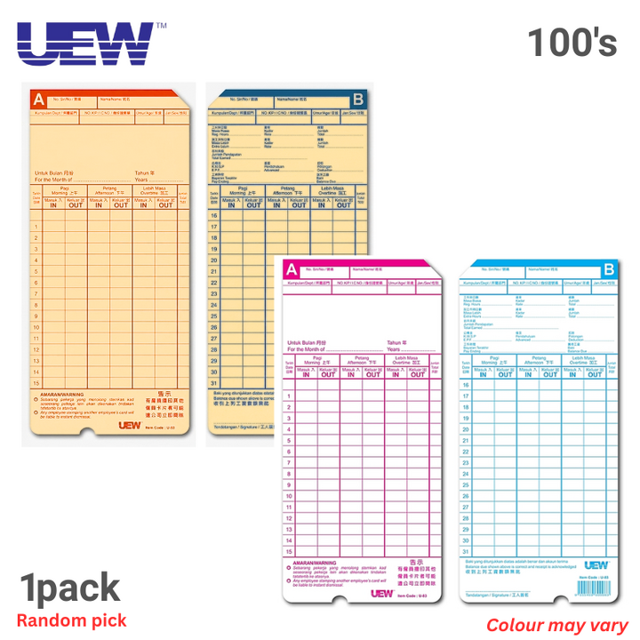 UEW Time Card with Hole 100's