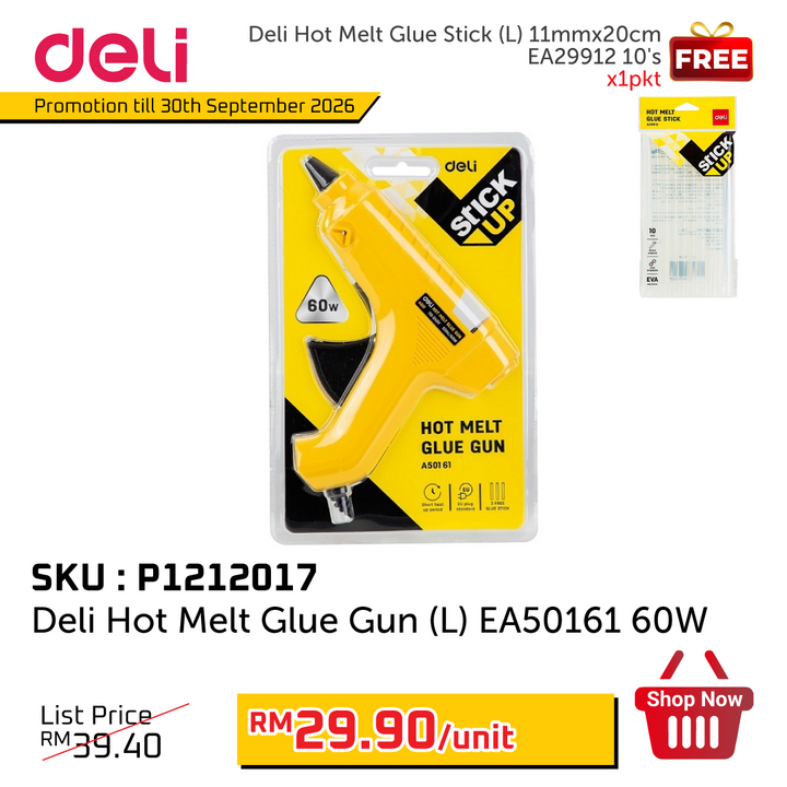 Promo@Deli Hot Melt Glue Gun (L) EA50161 60W