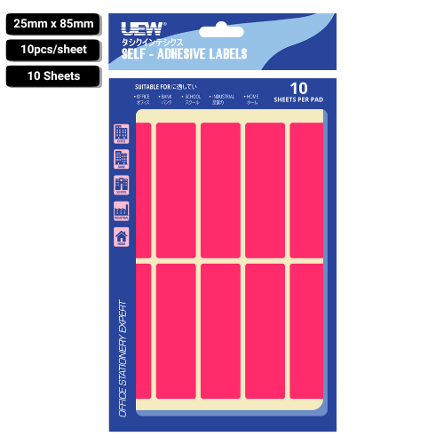 UEW Label sticker 25x85  10's Colour