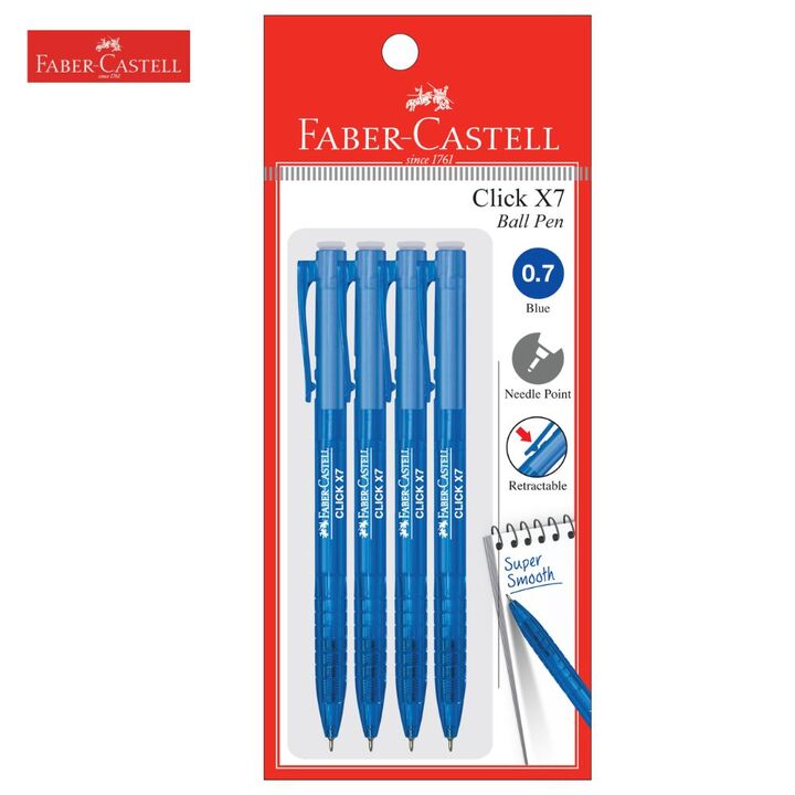 Faber-Castell Ball Pen Click X7 0.7mm 4's/pkt