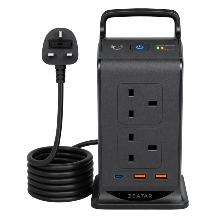 Zeatar Tower Extension 8 Gang Socket with Type C & USB2 2-Meter (Z938-CU2)