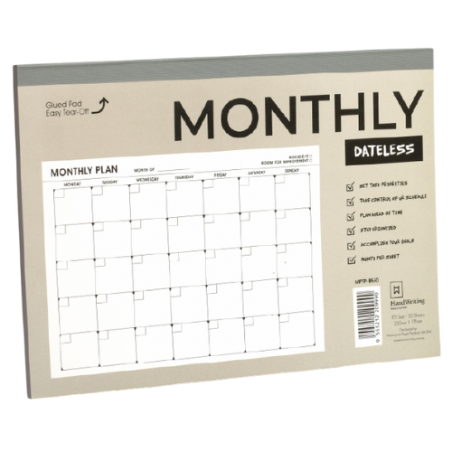 Masterprint A5 Landscape Monthly Dateless Planner Pad (Tear Off) - MPTP-B550
