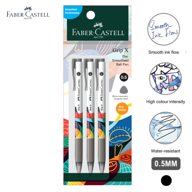 Faber-Castell Ball Pen Grip X5 0.5mm 3's