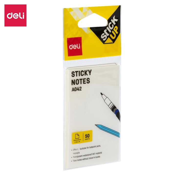 Deli PET Material Transparent Sticky Note 3x2in 50's