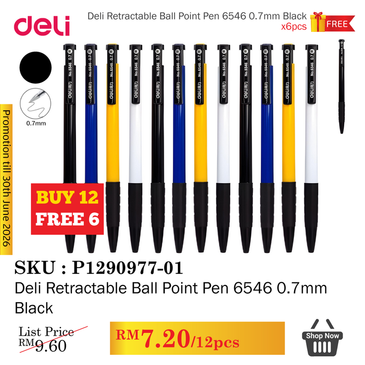 Promo@Deli Retractable Ball Point Pen 6546 0.7mm
