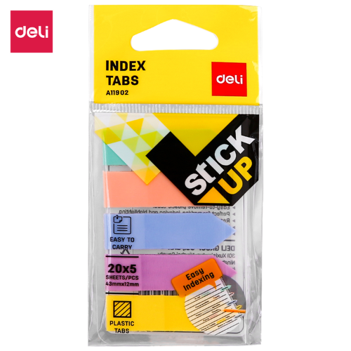 Deli EA11902 Multi Colour Arrow Index Tabs 43x12mm 5x20's
