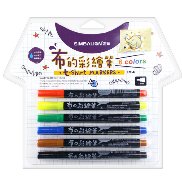 T-Shirt Markers 6 Colours SIMBALION TM-6
