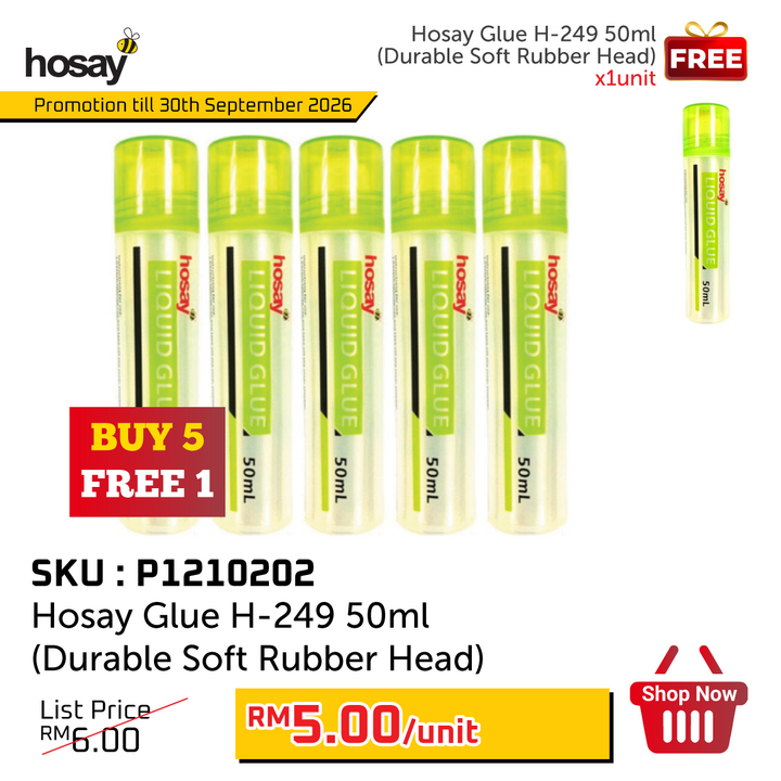 Promo@Hosay Glue H-249 50ml (Durable Soft Rubber Head)
