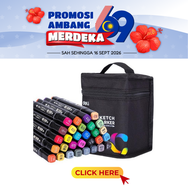 Merdeka@Deli Sketch Marker E70806 Dual Tip - 80 Colours
