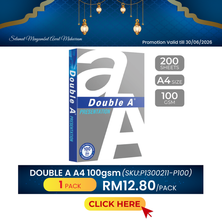 Promo@Double A 100gsm A4 200pcs
