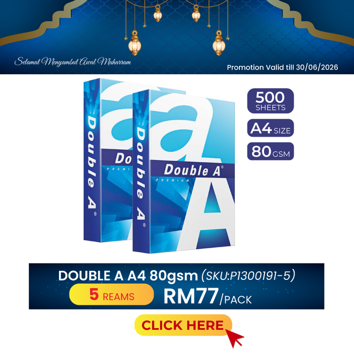 Promo@5reams DOUBLE A A4 Paper 80gsm 500's