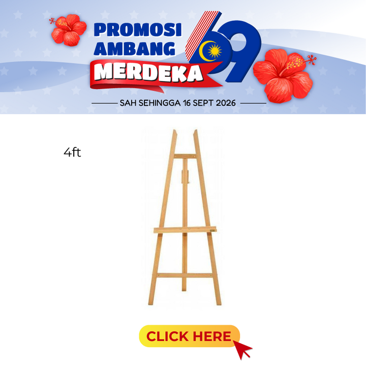 Merdeka@Wooden Easel Stand for Drawing Board 4ft