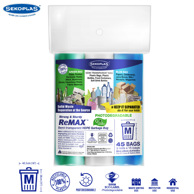 Sekoplas ReMax Semi-Transparent HDPE Garbage Bag (M)