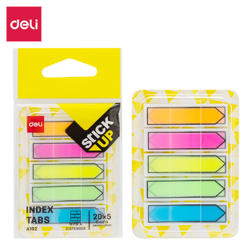 Deli EA10202 Multi Colour Index Tabs 44x12mm 5x20's