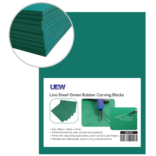 UEW Lino Sheet Green Rubber Carving Blocks