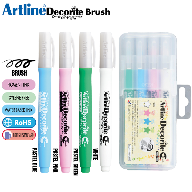 Artline Decorite Brush Style Marker EDF-F/4PSH1 - (Pastel) 4 Color Set 1