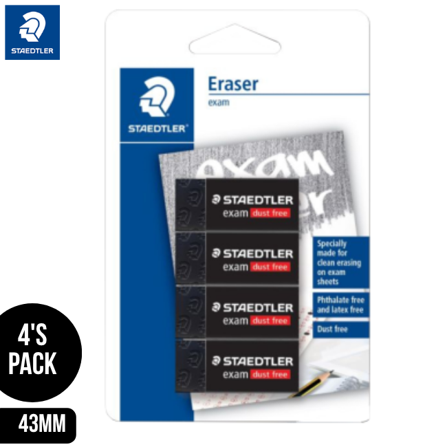 Staedtler Exam Dust Free Eraser 43mm (Pack of 4)