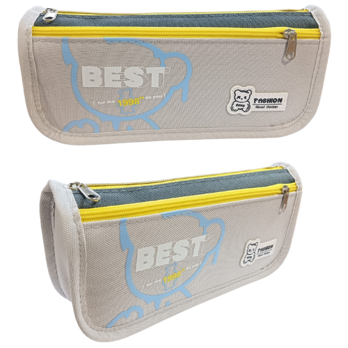 Pencil Case 2 Zip Asst Colours 21.5*5.5*9cm 9146