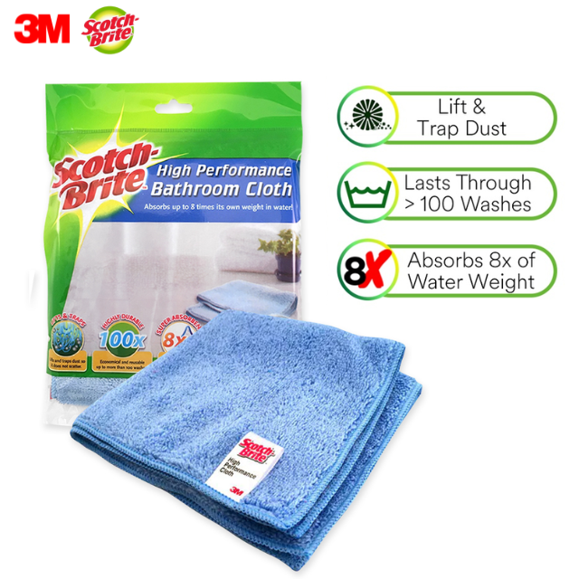 3M Scotch Brite High Performance Microfiber Bathroom Cloth 30x32cm